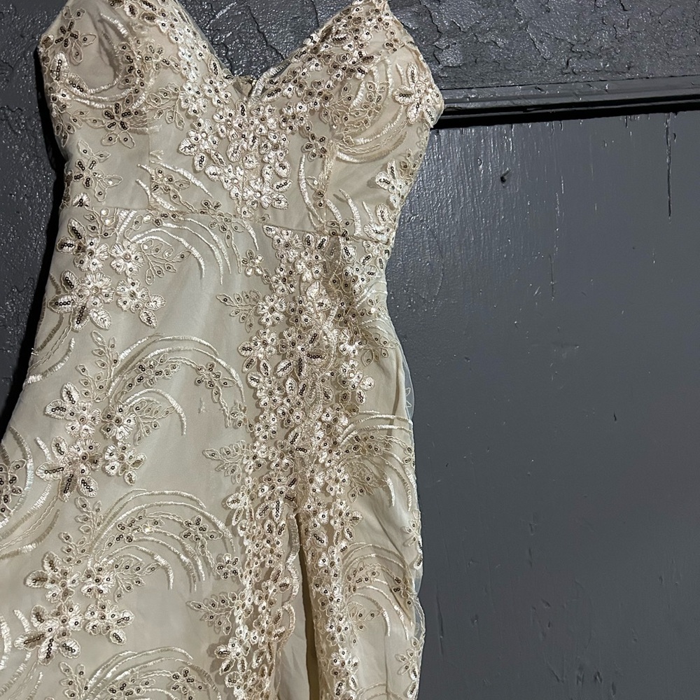 Elegant Cream Floral Embellished Dress